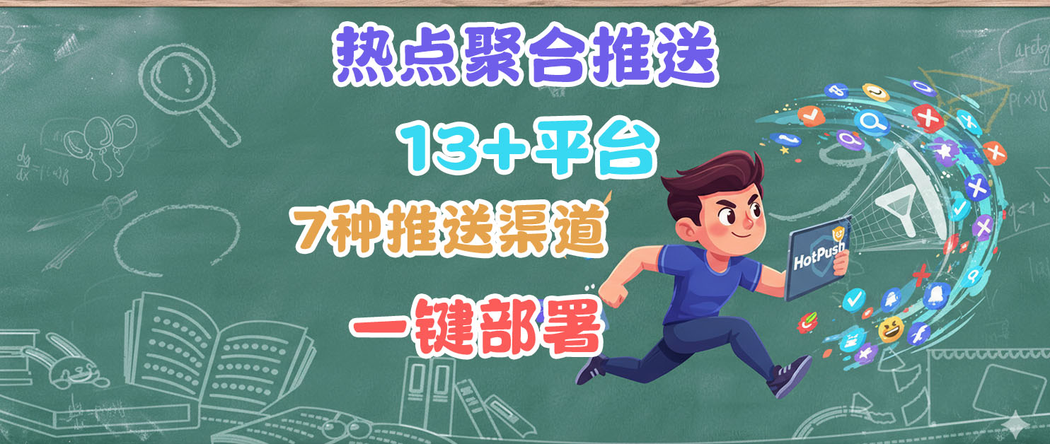 每天被热点追着跑！一键部署热搜聚合推送工具HotPush，智能过滤推送